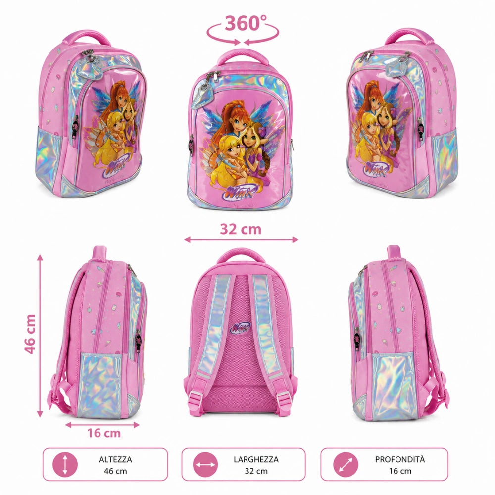 Zaino Scuola Winx Round Rosa — Giochi Preziosi 2026-27