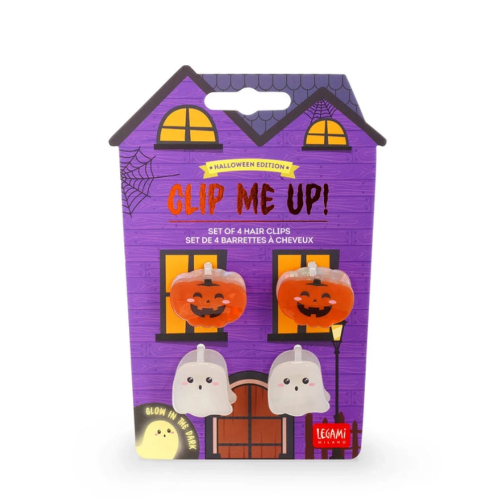 Legami mollettina fantasmino glow in the dark Halloween – dettaglio singola claw clip bianca kawaii con logo LEGAMI inciso