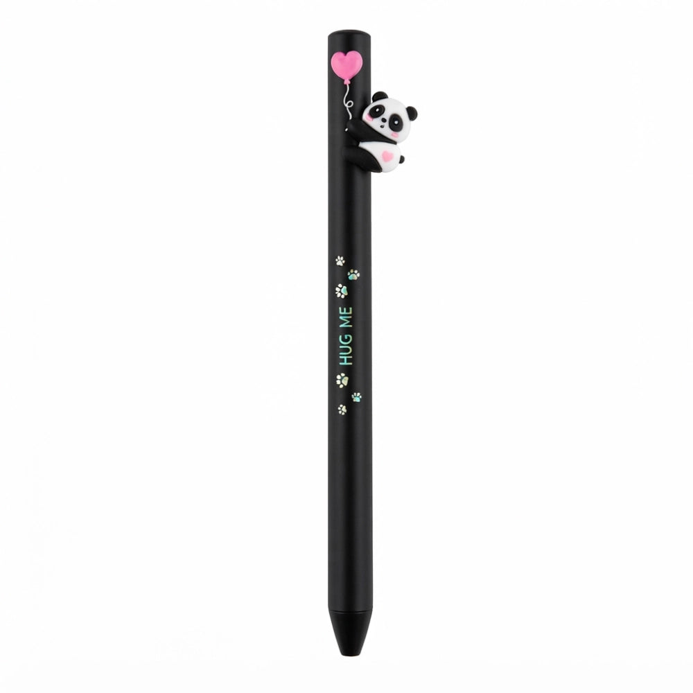 Penna Biro a Scatto Free Hugs Legami Panda nera con topper 3D panda palloncino cuore - Hug Me