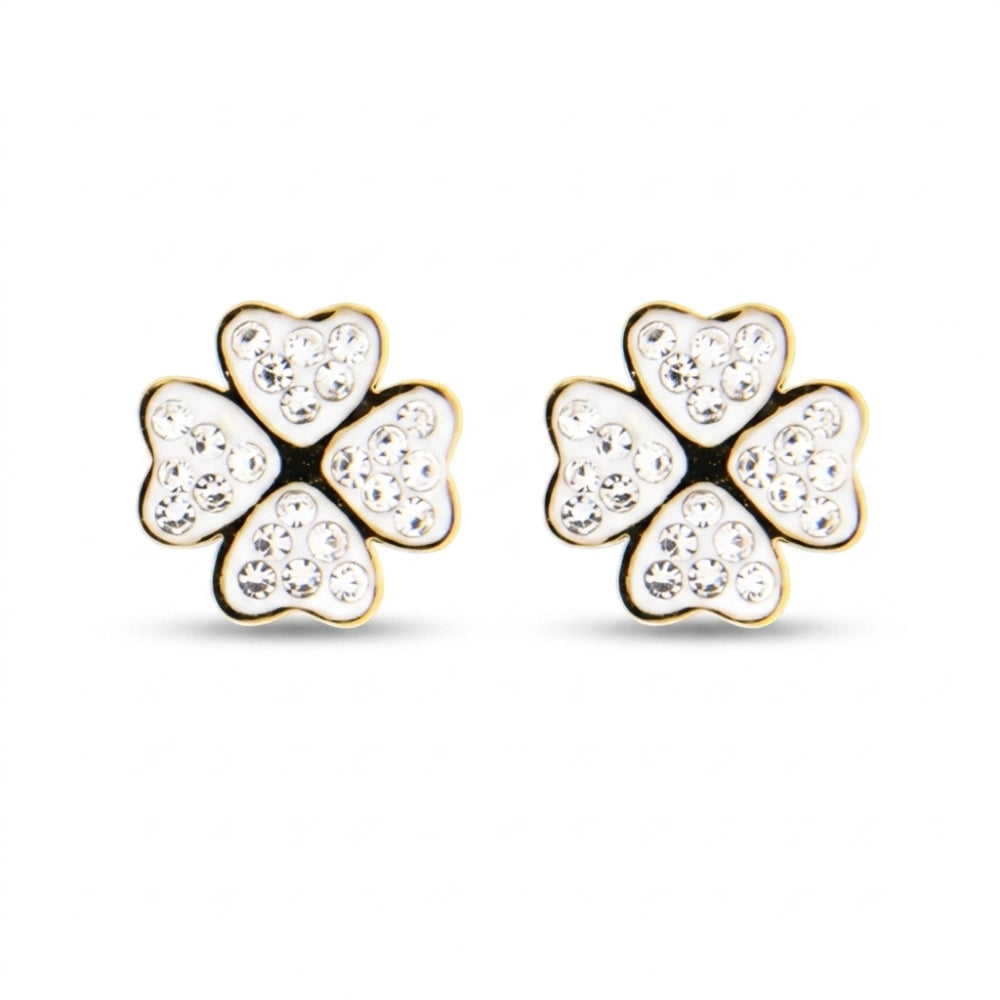 Orecchini Donna Quadrifoglio con Zirconi Placcati Oro – Aqua