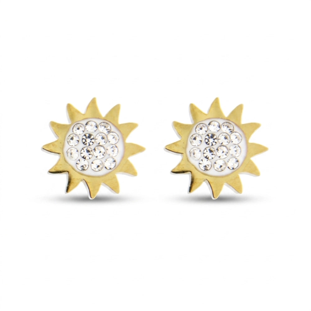 Orecchini Donna Sole con Zirconi Placcati Oro – Aqua