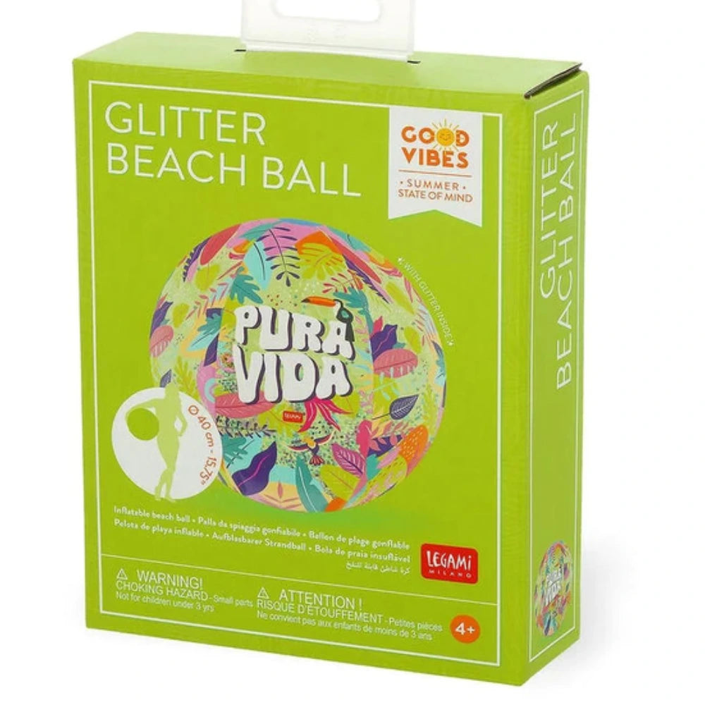 Palla Gonfiabile Glitter Pura Vida Legami – confezione Glitter Beach Ball Good Vibes