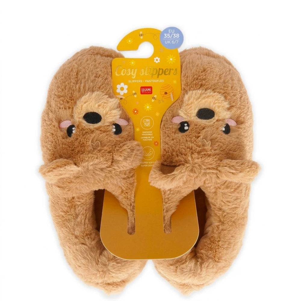 Pantofole Teddy Bear Legami nella confezione con indicazione taglia EU 35/38
