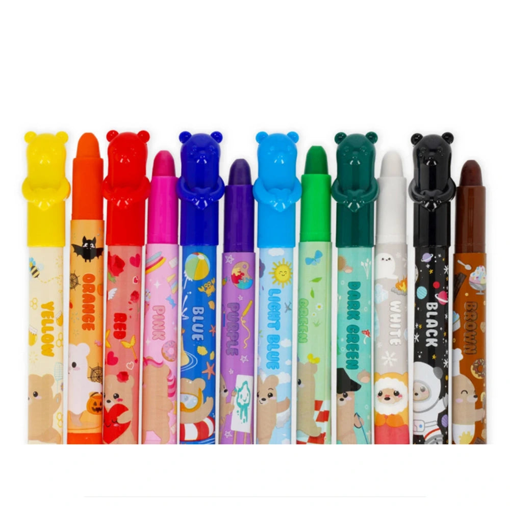 Set di 12 Pastelli a Cera a Rotazione Teddy Friends – Legami
