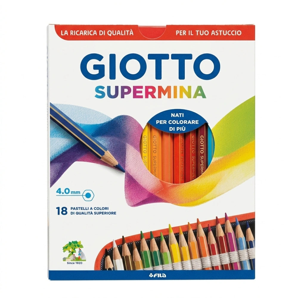 Pastelli Giotto Supermina 18 colori – ricarica astuccio 4.0mm
