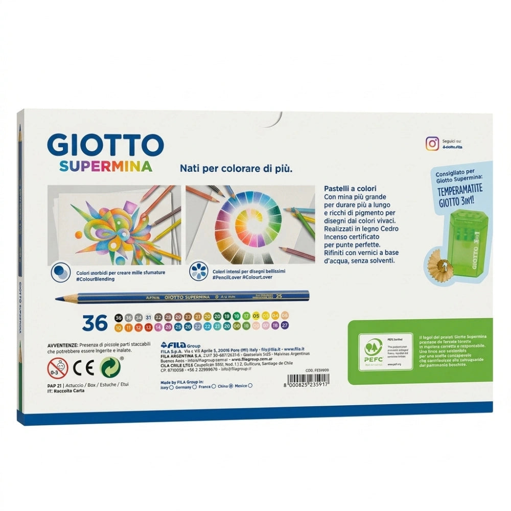 Pastelli Giotto Supermina 24 colori – confezione astuccio cartone 4.0mm
