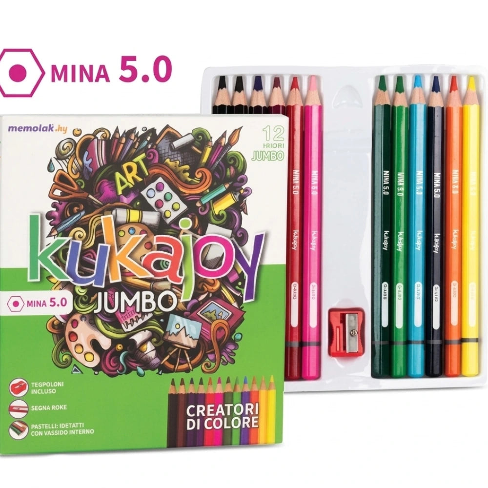 Pastelli Jumbo Kukajoy Mina 5mm con Temperino Incluso