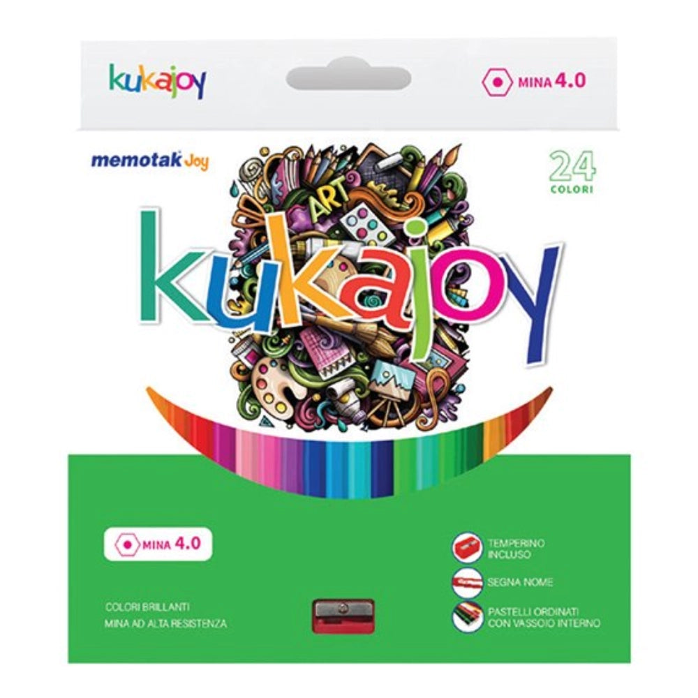 Pastelli Kukajoy Mina 4mm - Confezione da 24 Pastelli Colorati per Scuola e Creatività