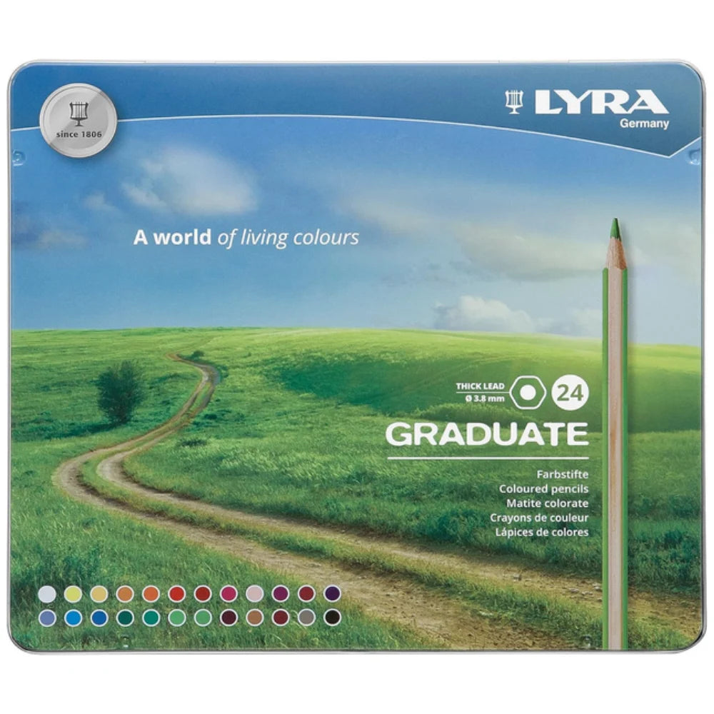 Pastelli Professionali Lyra Graduate - Mina 3.8mm - 24 Colori - Confezione Rigida