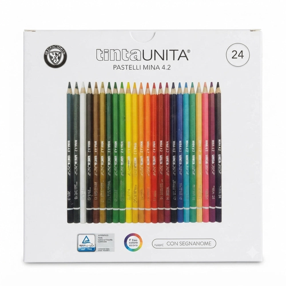 Pastelli TintaUnita 24 colori mina 4.2 con segnanome - confezione Pool Over