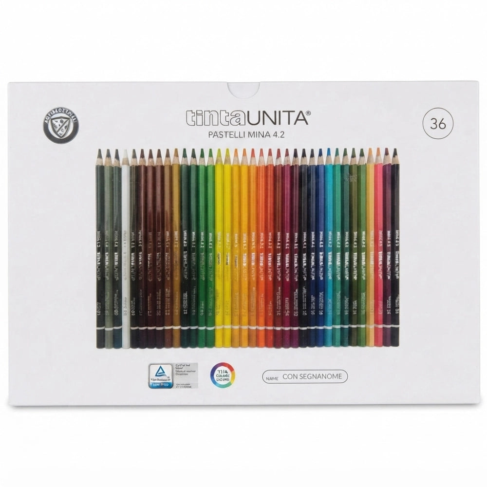 Pastelli TintaUnita 36 colori mina 4.2 con segnanome - confezione Pool Over