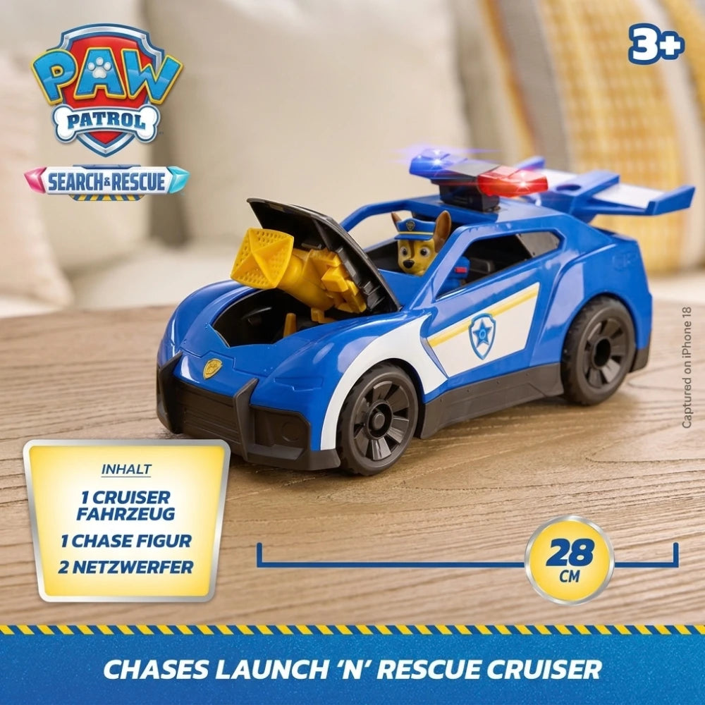 Paw Patrol Search & Rescue – Auto Deluxe di Chase blu, 27,9 cm