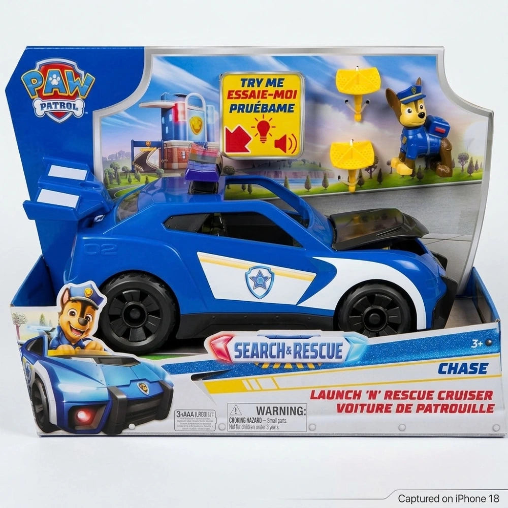 Paw Patrol Search & Rescue – Auto Deluxe di Chase blu, 27,9 cm
