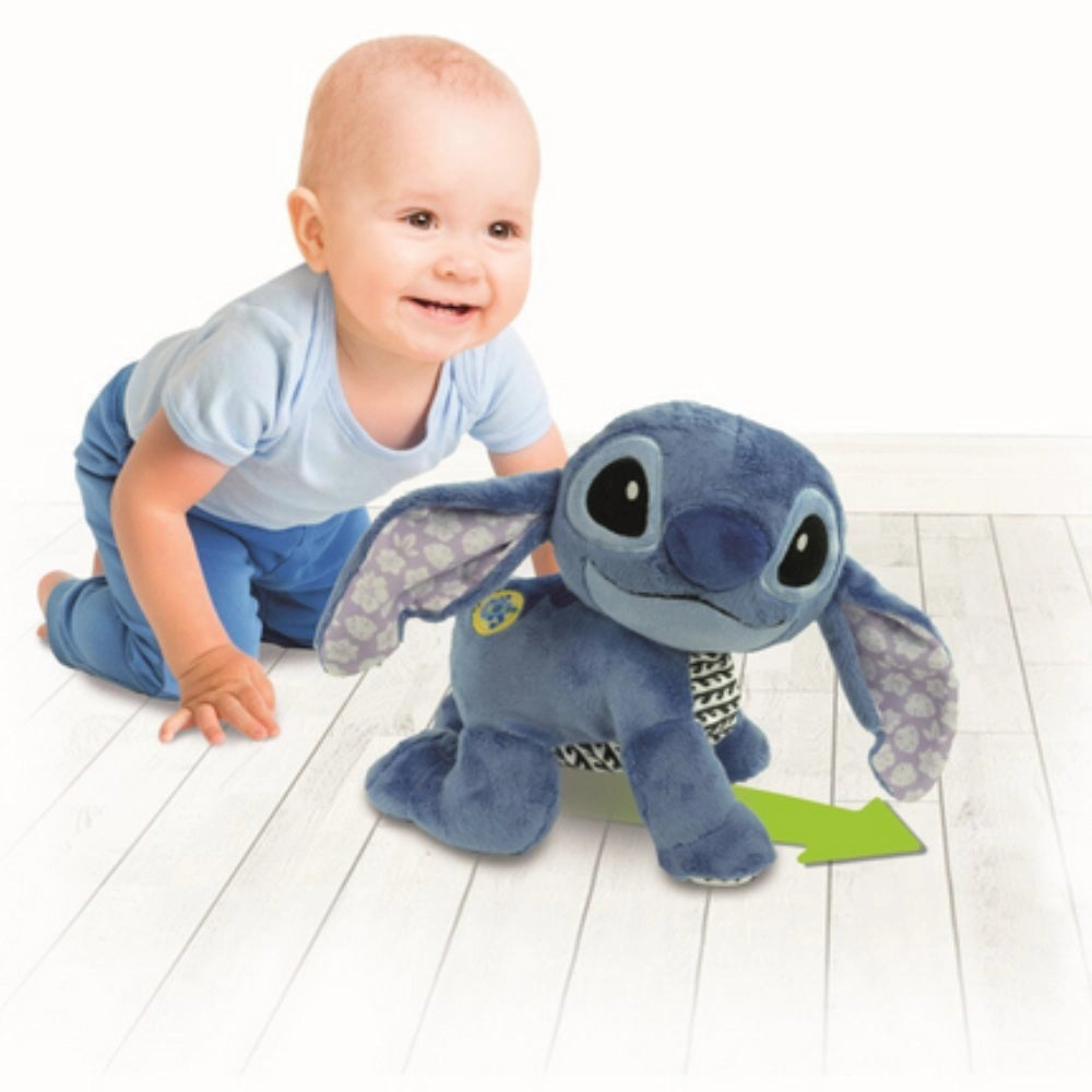 Clementoni Disney Baby Stitch Gattona con Me – Peluche Interattivo Prima Infanzia