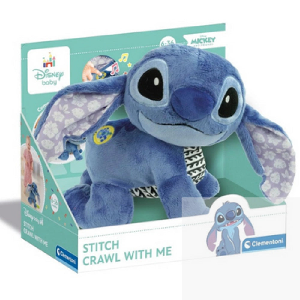 Clementoni Disney Baby Stitch Gattona con Me – Peluche Interattivo Prima Infanzia