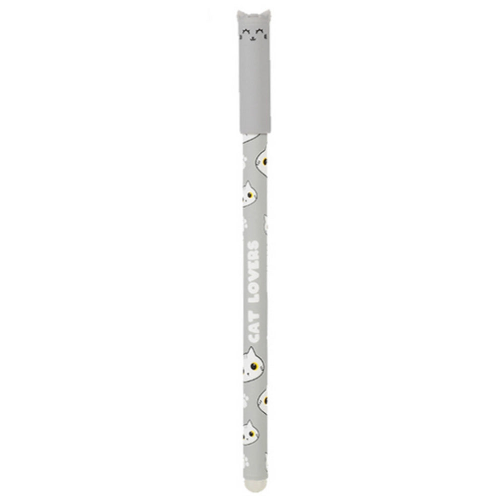Penna Cancellabile CAT LOVERS con Tappo Gatto Grigio – I-Total | Inchiostro Blu