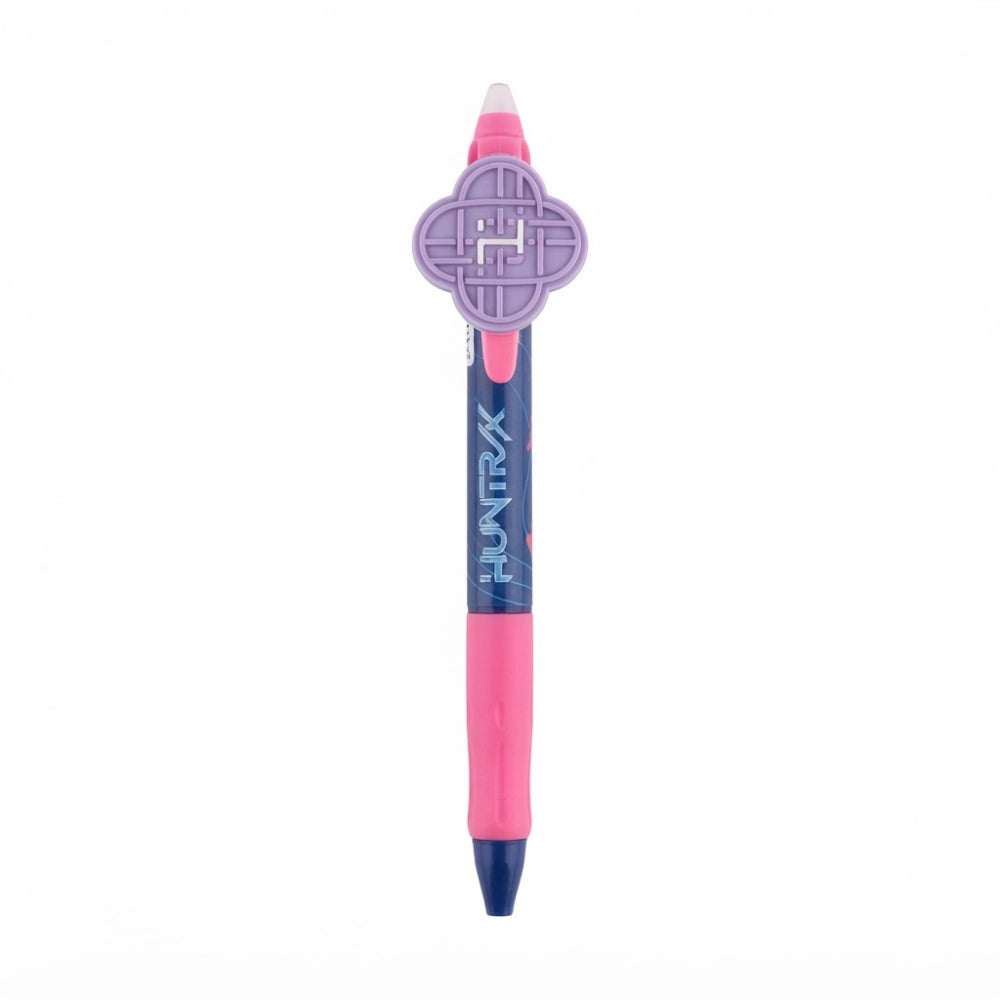 Penna Cancellina Termosensibile K-Pop Demon Hunters Huntrix Safta - fantasia trasparente lilla con grip rosa e grafica Huntrix Rumi Zoey