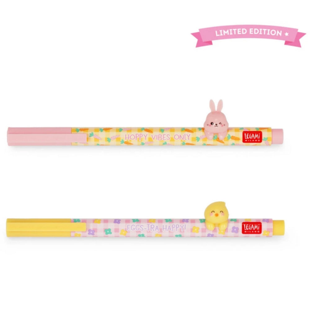 Set di 2 Penne Gel Legami con Animaletto Decorativo - Lovely Friends - Happy Easter