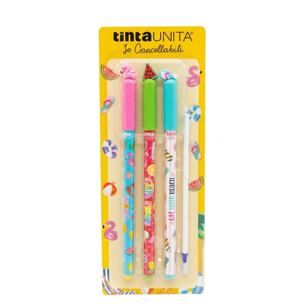 Set 3 penne cancelline Tinta Unita modello Beach con refill