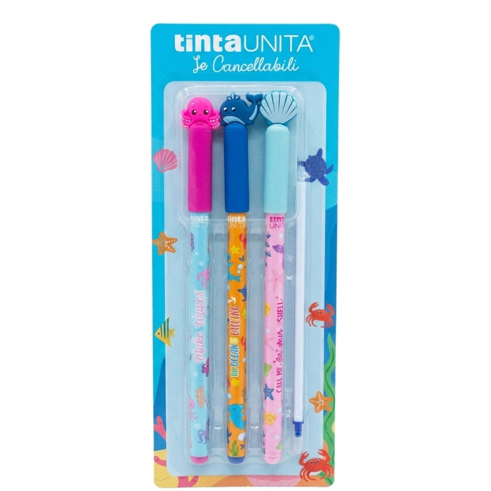 Set 3 penne cancelline Tinta Unita modello Beach con refill