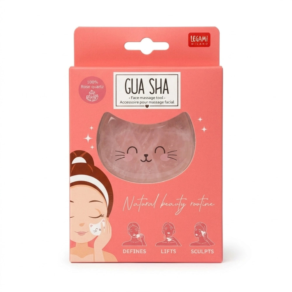 Legami Kitty – Gua Sha in Quarzo Rosa a Forma di Gatto