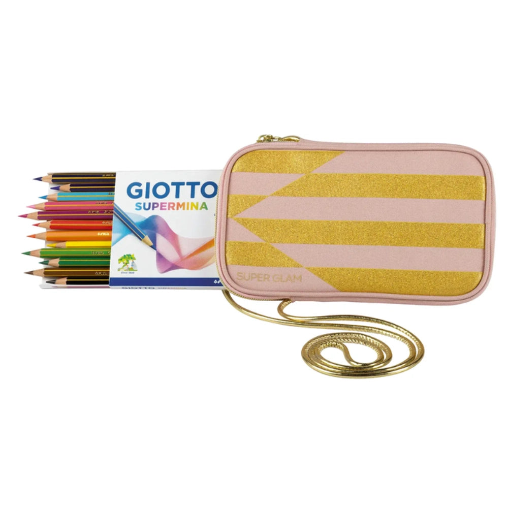 Giotto Supermina Set 12 Pastelli a Colori con Pochette Glamour Assortita