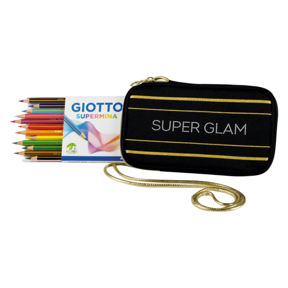 Giotto Supermina Set 12 Pastelli a Colori con Pochette Glamour Assortita