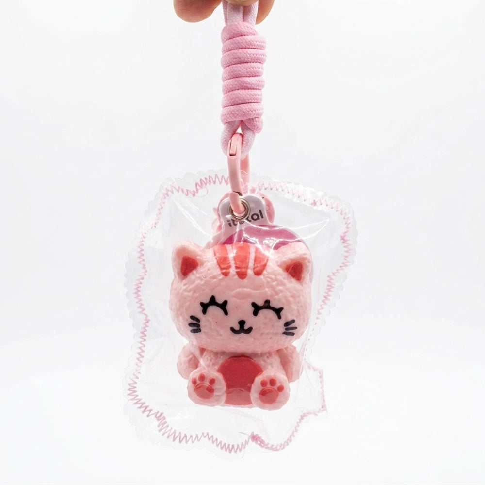 Portachiavi Squishy JellyPop I-Total Gattino Rosa con cordino rosa