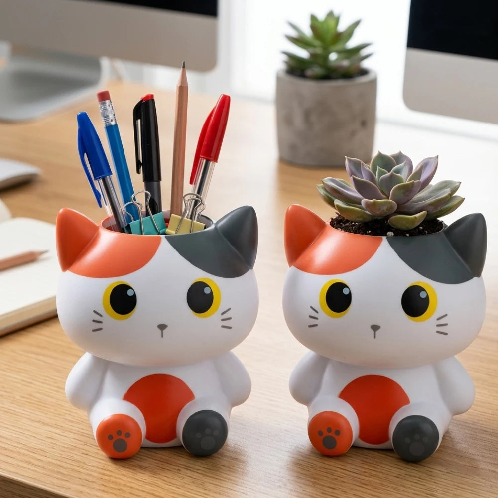 Portapenne 3D Gattino Arancione iTotal — Micio Tricolore con Occhi Gialli