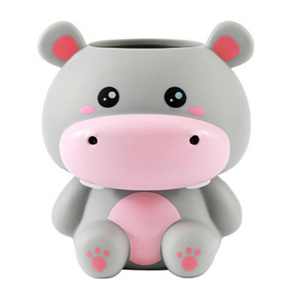 Portapenne 3D Hippo iTotal — Ippopotamo Kawaii Grigio e Rosa