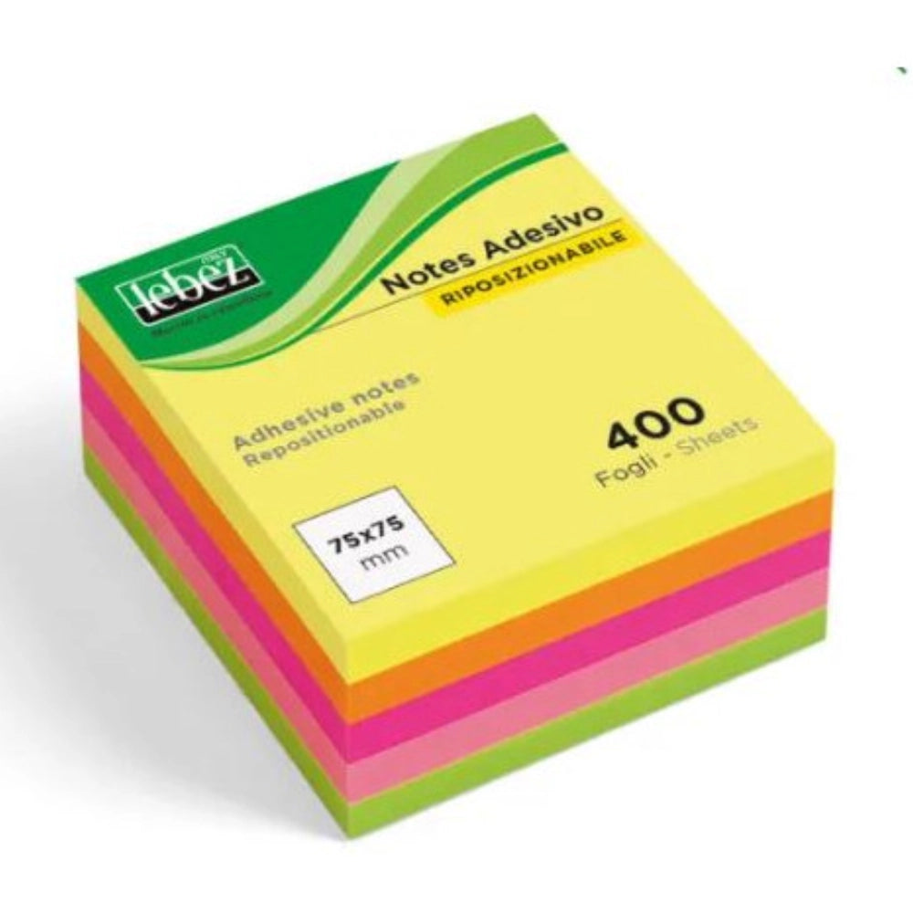 Post-it Lebez 75x75 – 400 Foglietti Riposizionabili Colori Fluo
