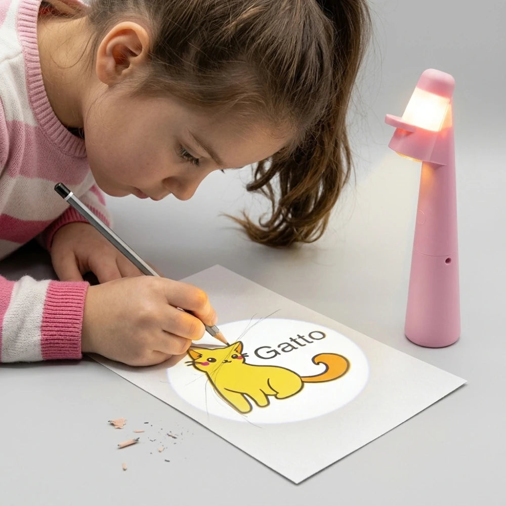 Proiettore da disegno LED per bambini, rosa o azzurro
