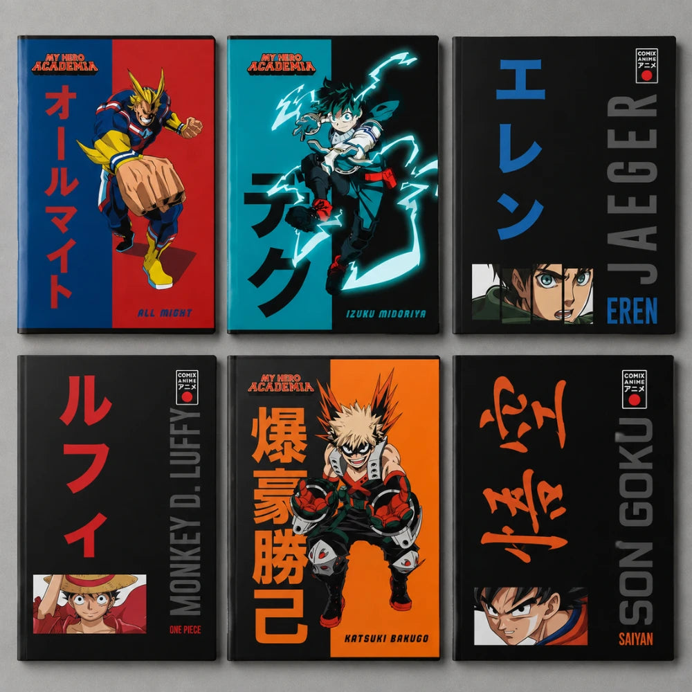 Set 6 Quaderni Anime Manga – My Hero Academia, One Piece, Dragon Ball e Attack on Titan