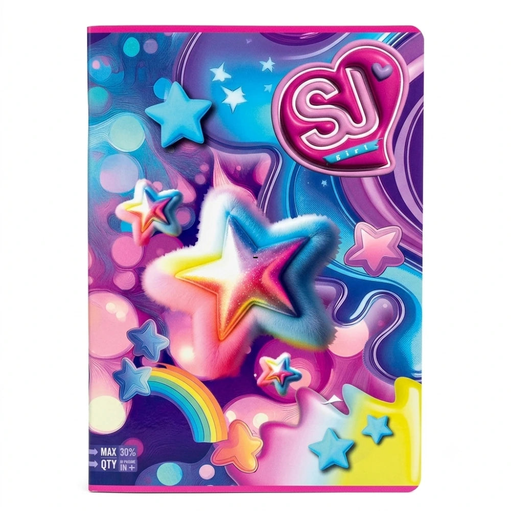 Quaderno Maxi SJ Girl copertina Stelle e Arcobaleno — rigatura quadroni 10mm