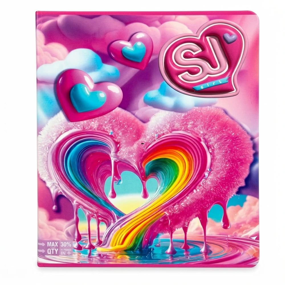 Quaderno Maxi SJ Girl copertina Cuore Rainbow — rigatura quadroni 10mm