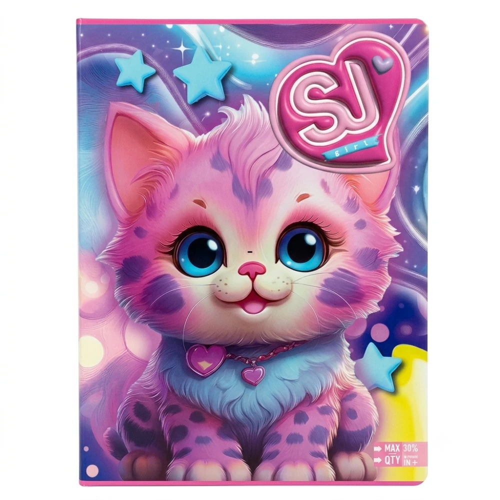 Quaderno Maxi SJ Girl copertina Gattino Rosa — rigatura quadroni 10mm, kit 6 pz