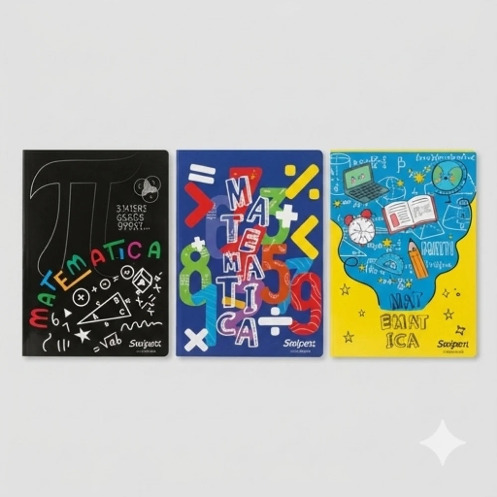 Set 3 Quaderni Swipe Matematica Quadretti con Margine