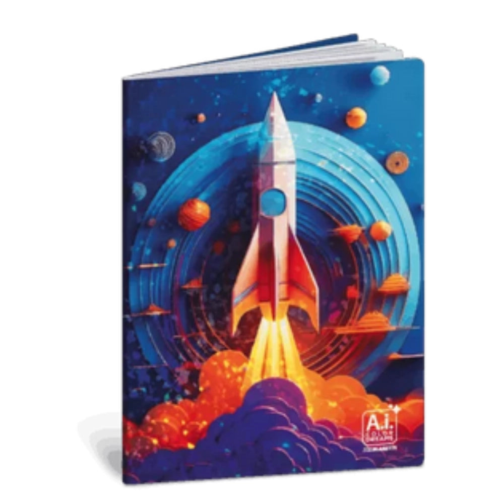 Maxi Quaderno A4 A.I. Color Dreams Rigatura A – Blasetti — 10 Grafiche AI, Copertina Olografica