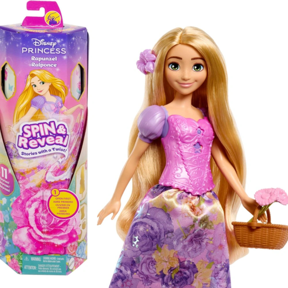 Disney Princess Rapunzel Spin & Reveal bambola con 11 sorprese