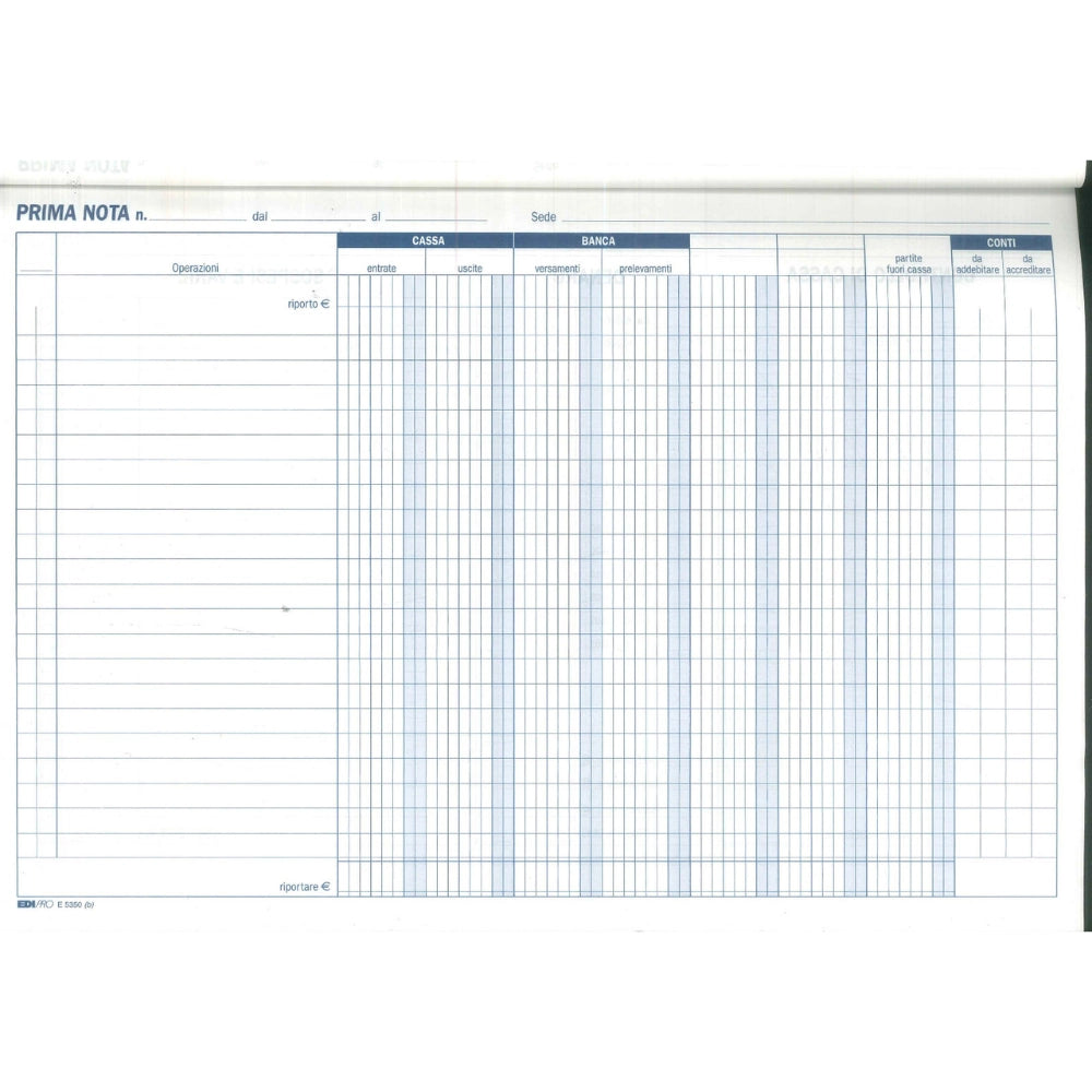 EDIPRO E5350 - Blocco Prima Nota Cassa 50x2 Autoricalcante (Cassa-Banca)