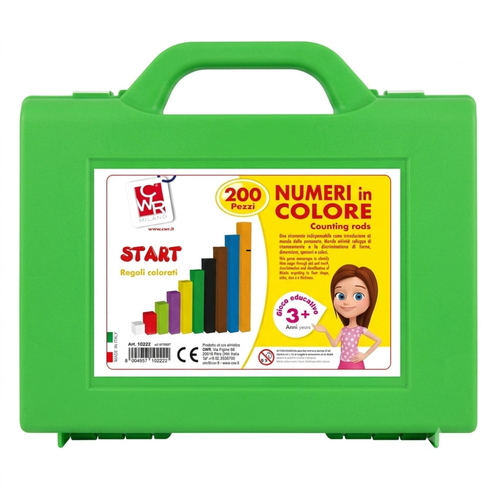 Valigetta verde CWR Regoli Colorati 200 pz — vista frontale chiusa con etichetta
