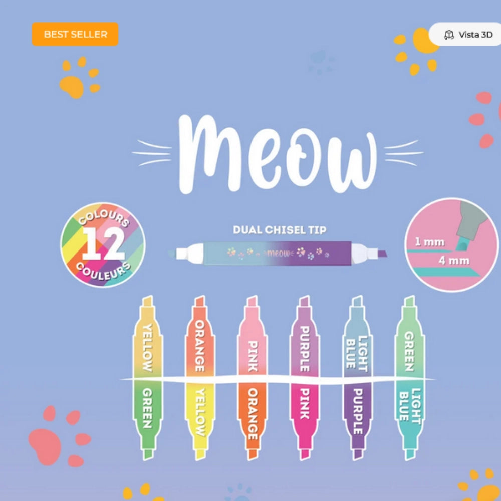 Set di 6 Evidenziatori Doppia Punta Kitty – Meow – Legami