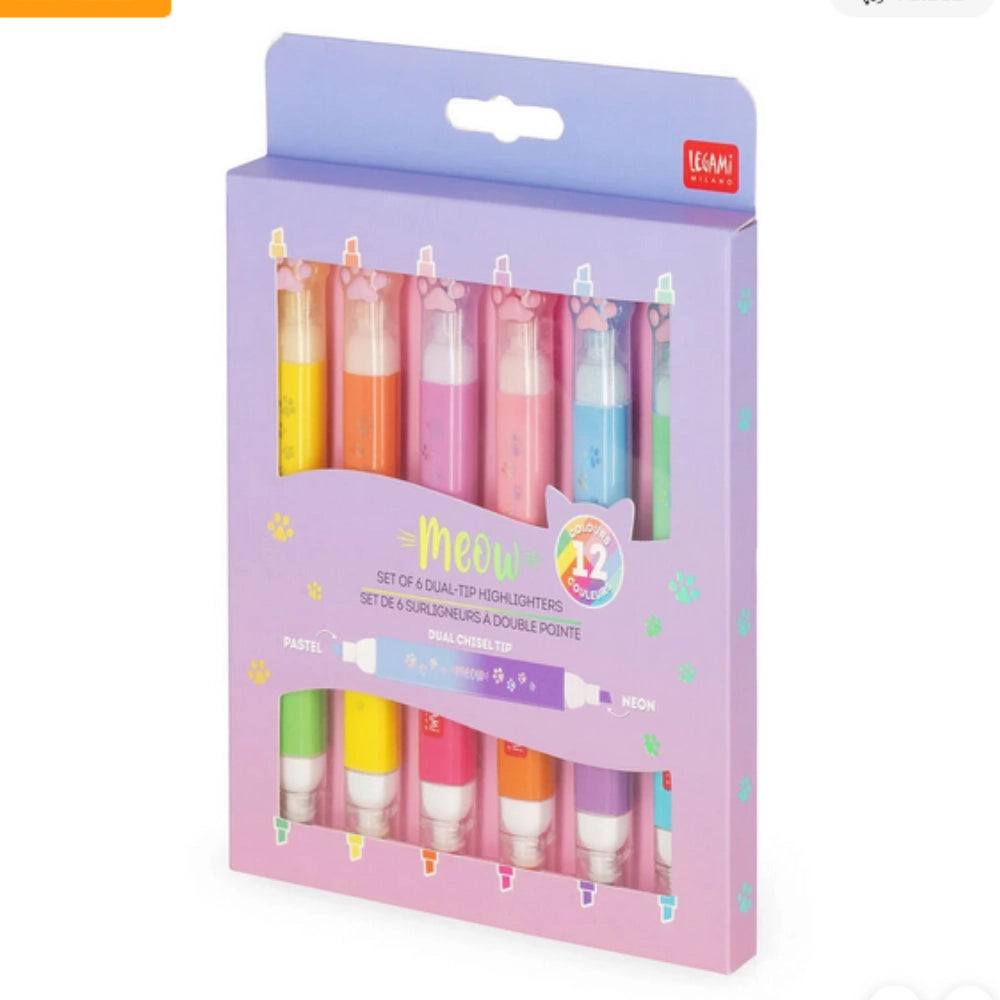 Set di 6 Evidenziatori Doppia Punta Kitty – Meow – Legami