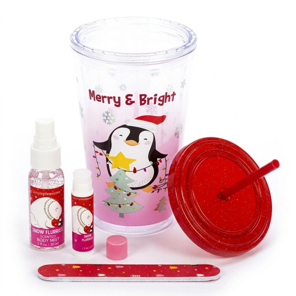 Seven Set regalo Natale bicchiere e beauty Pinguino Merry & Bright