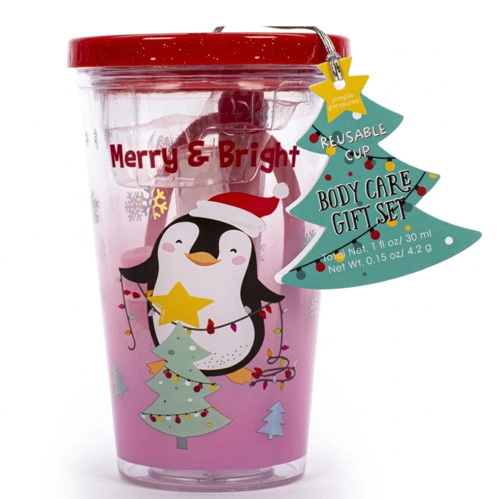 Seven Set regalo Natale bicchiere e beauty Pinguino Merry & Bright