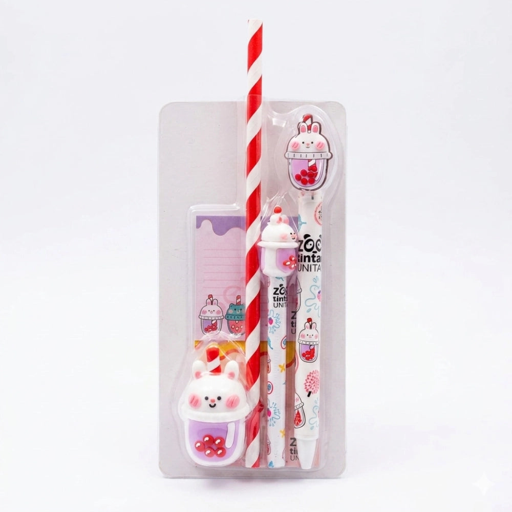 Set Cancelleria Bubble Tea TintaUNITA Zoo – Kit Regalo Kawaii Blueberry | Penna Cancellabile