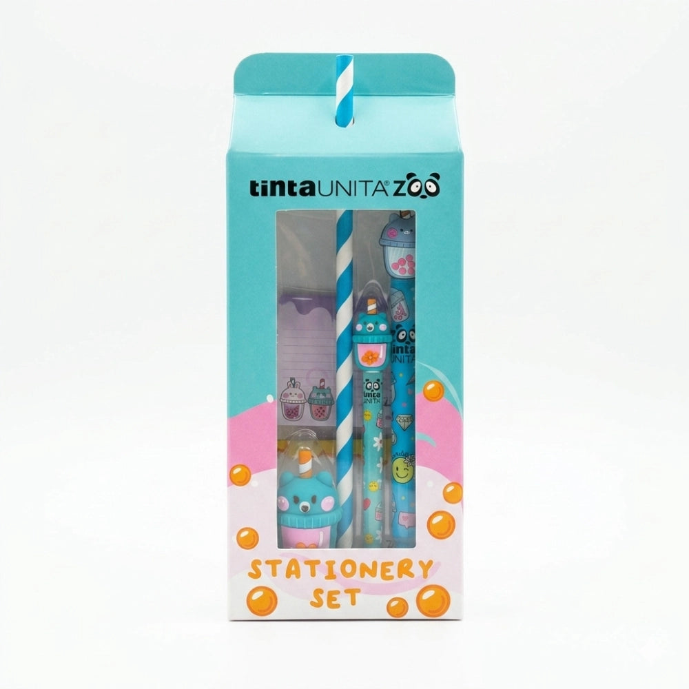 Set Cancelleria Bubble Tea TintaUNITA Zoo – Kit Regalo Kawaii Mint | Penna Cancellabile