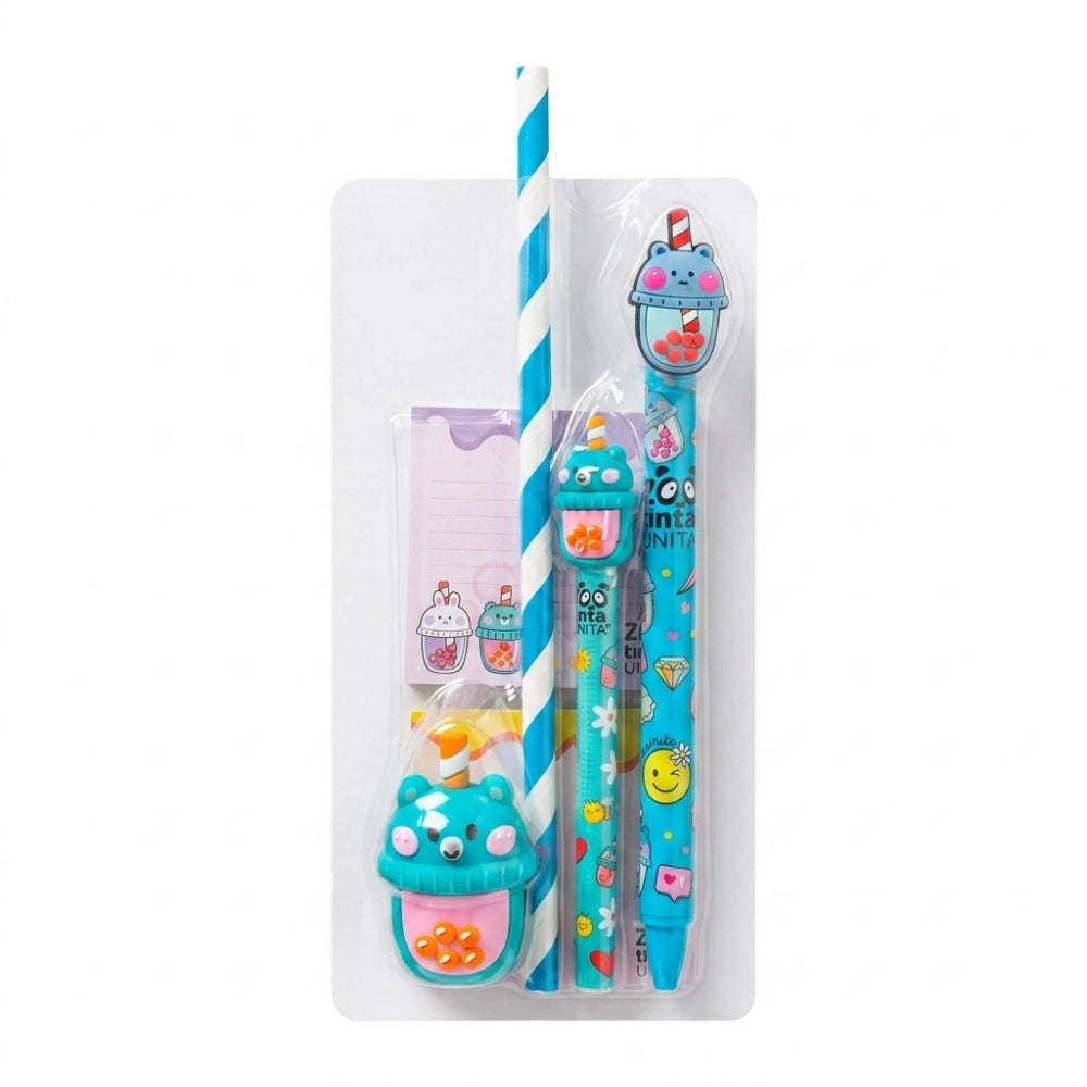 Set Cancelleria Bubble Tea TintaUNITA Zoo – Kit Regalo Kawaii Mint | Penna Cancellabile