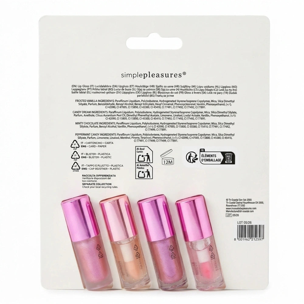 Simple Pleasures Set 4 Lipgloss Bambine Natale – 3 Fantasie