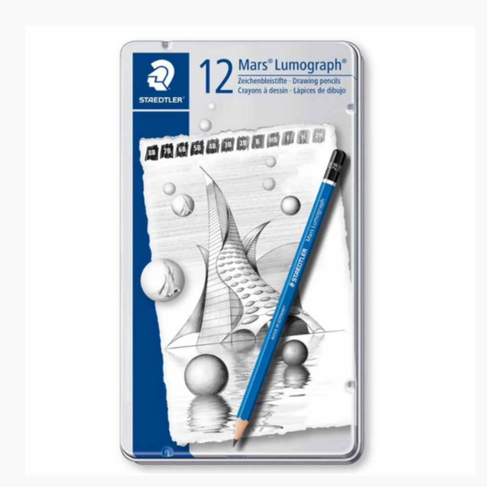Matite Staedtler Mars Lumograph - Set 12 Gradazioni (8B-2H) - Box Metallo
